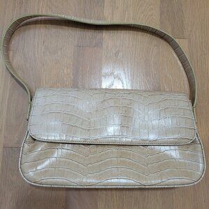 Jones New York Purse Shoulder Bag Tan Faux Crocodile Leather Vegan